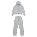 Gray hoodie and pants set on a white background